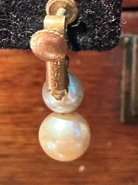 Miriam Haskell dangle, drop smooth pearl earrings… - image 7