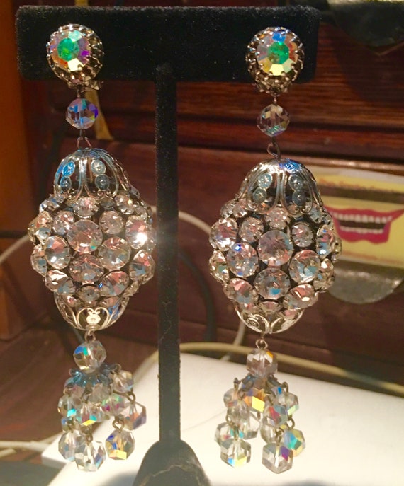 1960s long elegant rhinestone and crystal Austrian