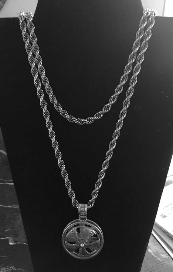 Monet,1960s pendant chain silver necklace