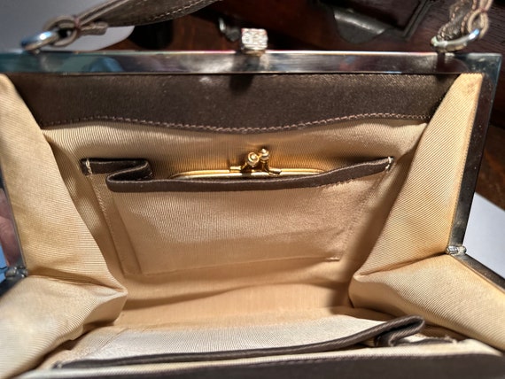 Chocolage brown silk and celluloid purse, handbag… - image 8
