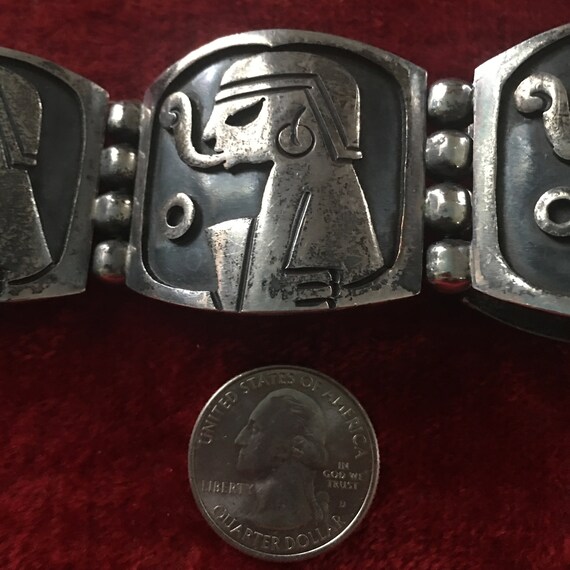 1940s solid sterling Mexican signed bracelet with… - image 3