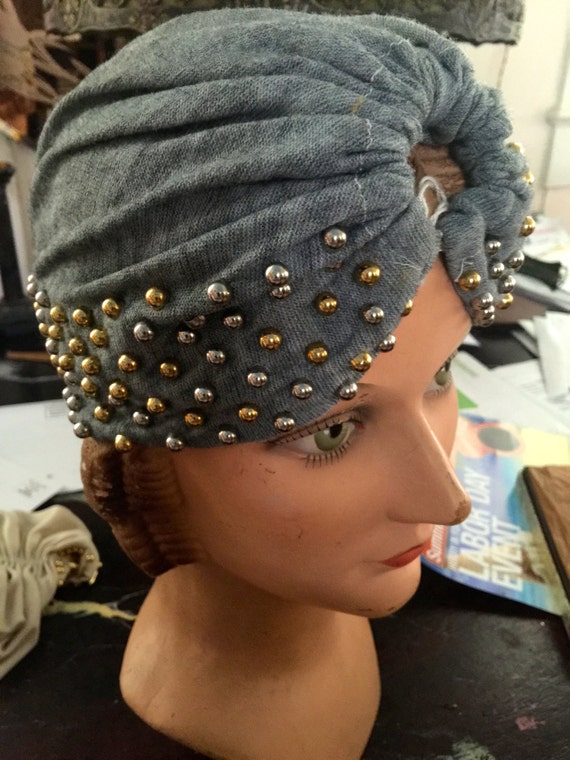 Neiman Marcus  Suzy model turban with metal gold … - image 1