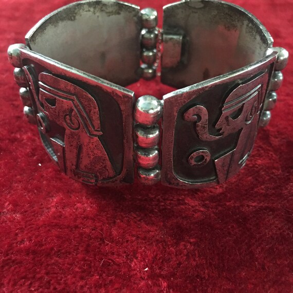 1940s solid sterling Mexican signed bracelet with… - image 6