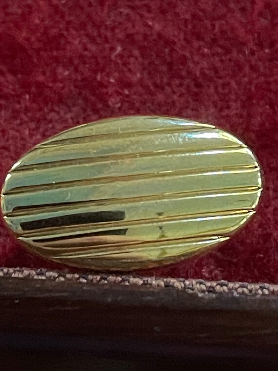 Art Deco oval striped gold cufflinks, circa 1950 - image 5