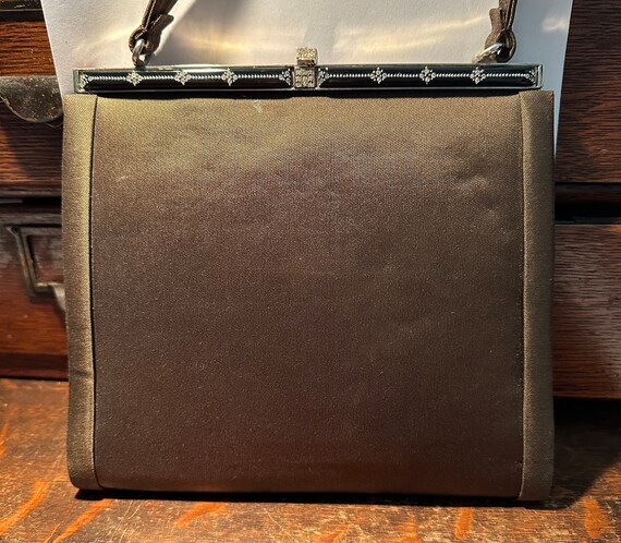 Chocolage brown silk and celluloid purse, handbag… - image 4
