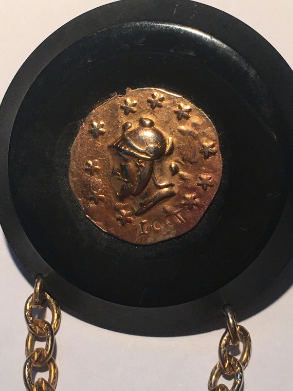 Bakelite button repurposed coin clip on earrings … - image 2