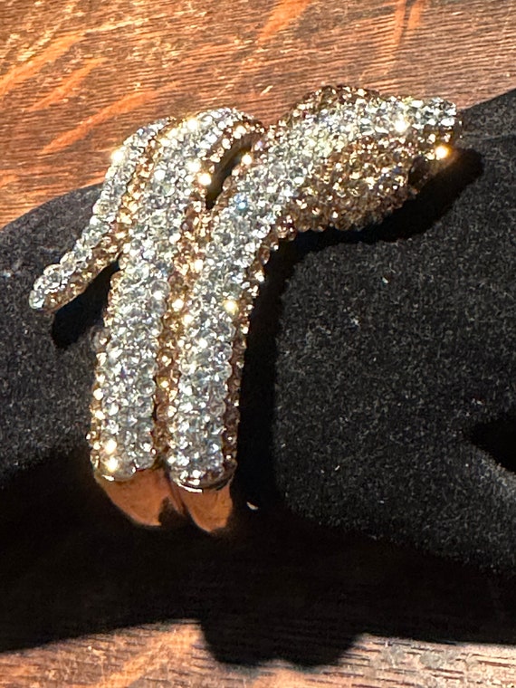 Snake,viper,asp,rhinestone clamper bracelet gold,… - image 4