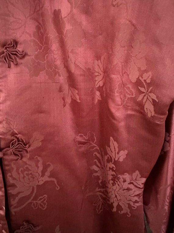 1940s silk dusty rose heavy silk satin brocade wi… - image 5