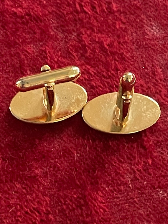 Art Deco oval striped gold cufflinks, circa 1950 - image 3