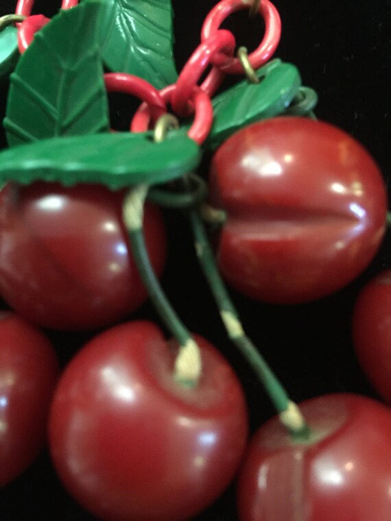 Bakelite and celluloid cherry pin circa1940s - image 3