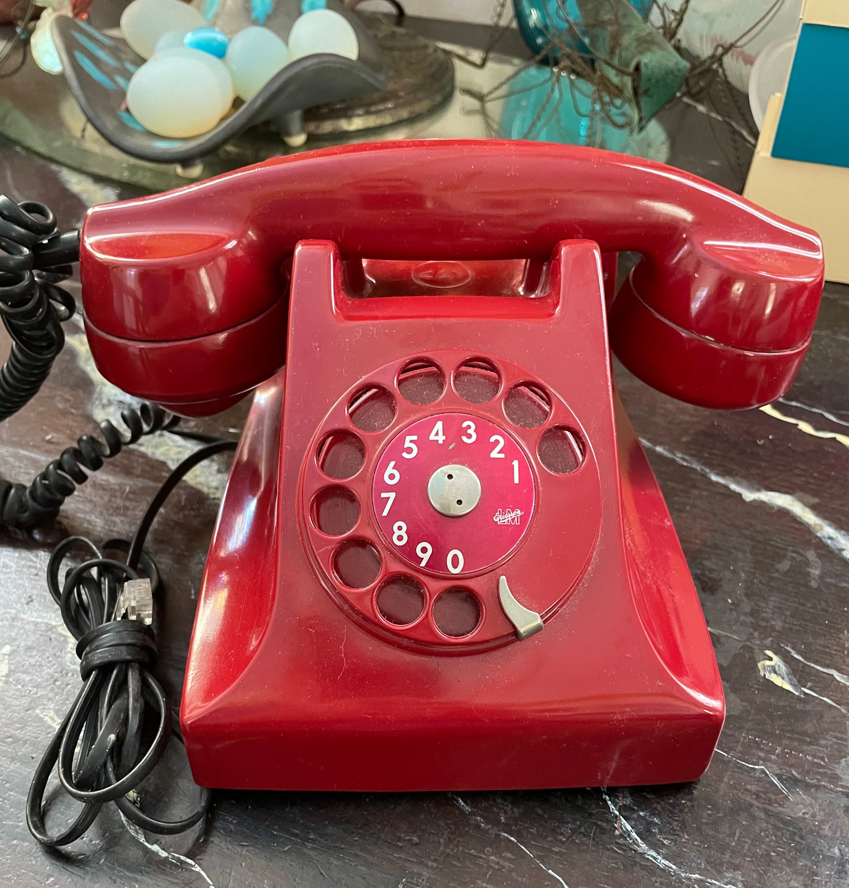Ericsson Made in Sweden Rotary Dial Telephone, Circa 1950s in Red