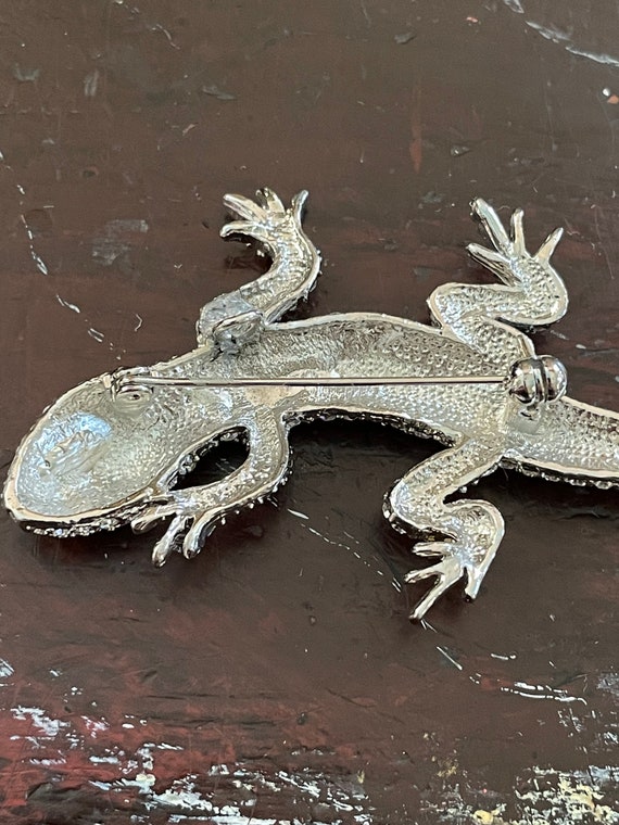 Salamander,gecko,pave rhinestone brooch, circa 19… - image 9