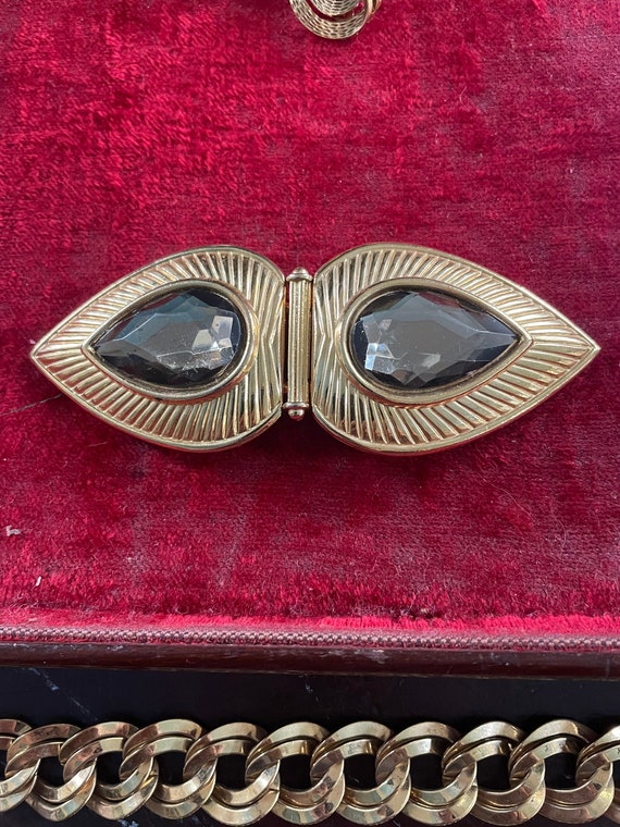 Gutos ,west Germany belt buckle circa 1970s with grey, green stones.