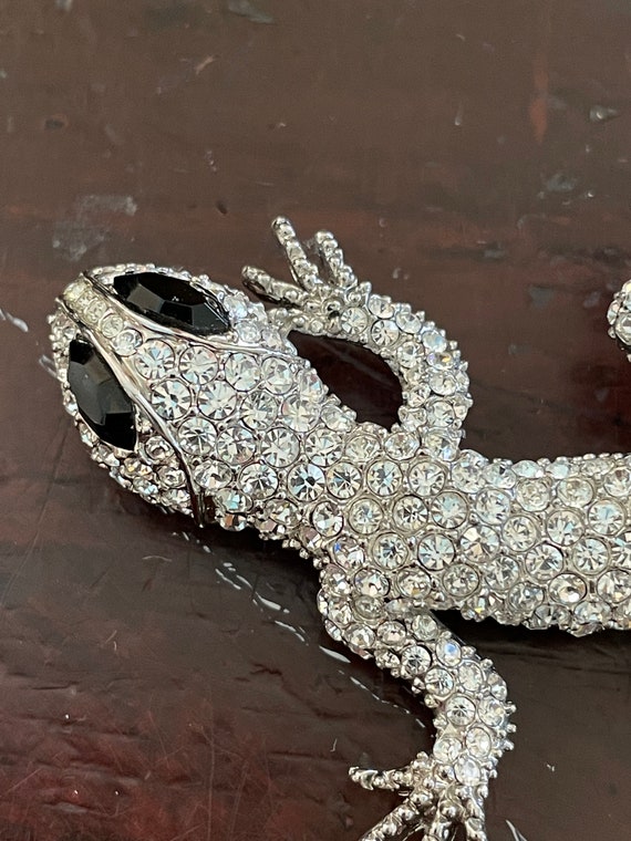 Salamander,gecko,pave rhinestone brooch, circa 19… - image 2