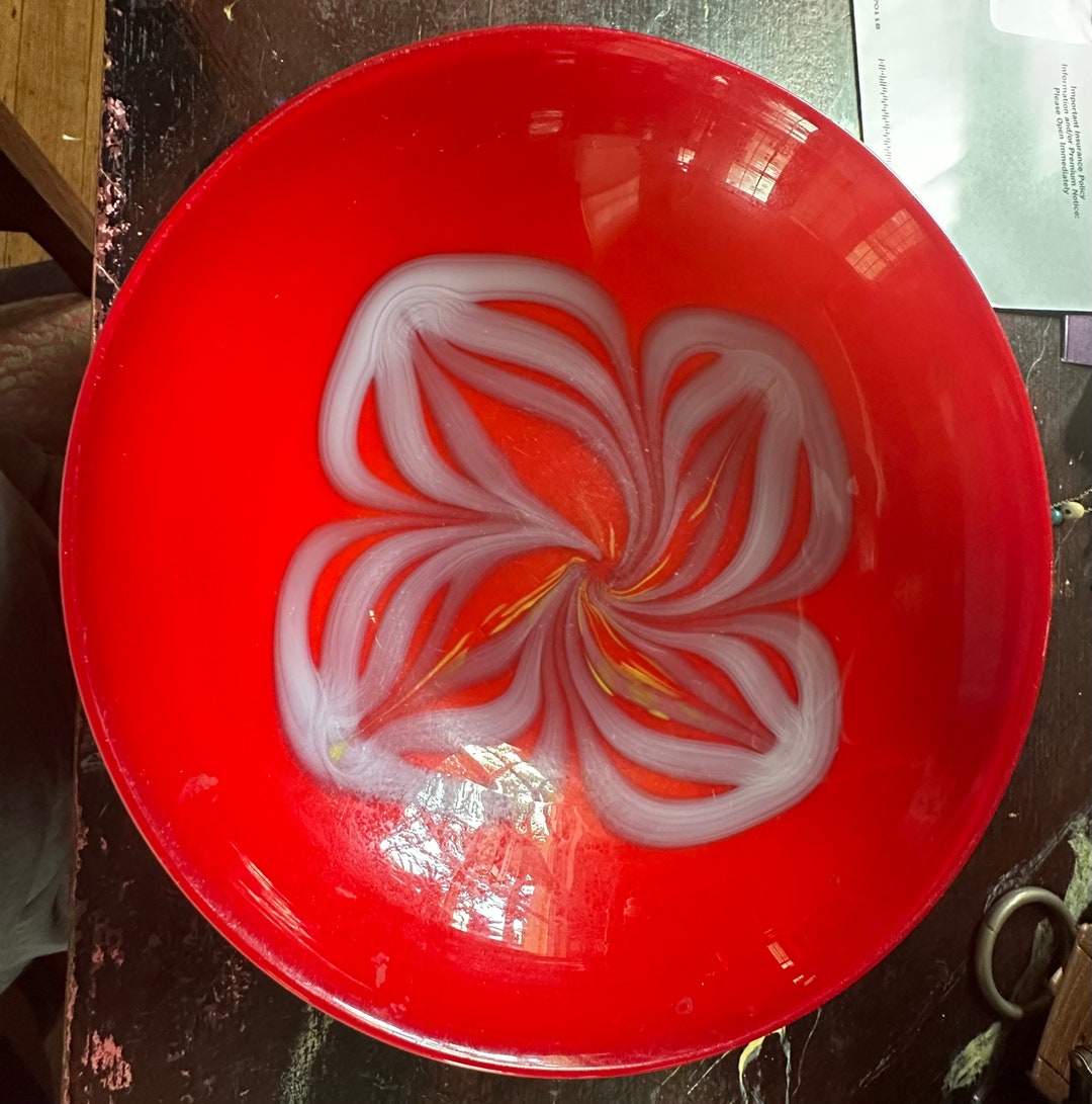 Cased Glass Geode Pattern Murano Bowl Circa 1960s in Red ,whitened ...