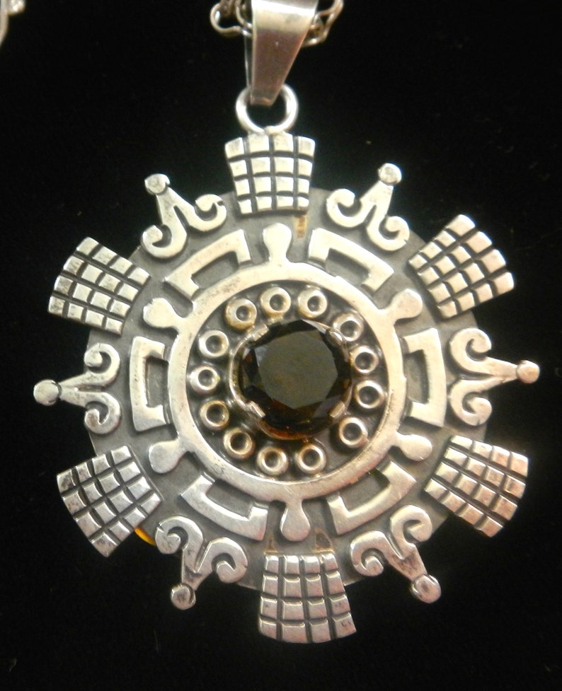 A mexican silver and topaz colored stone in Spratling style signed JS,circa 1950s image 1