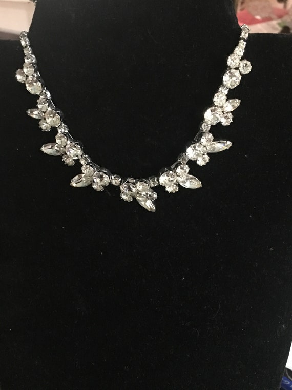 Weiss rhinestone necklace circa 1960 in marquis an