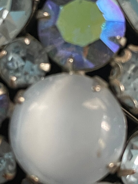 Baby blue moonstone and rhinestone brooch,circa 1… - image 4