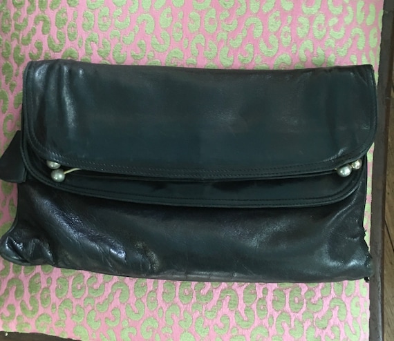 Bottega Veneta clutch purse in black leather circ… - image 1