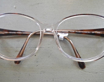 Diane Von Furstenberg eye frames in clear lucite and tortoise 80s