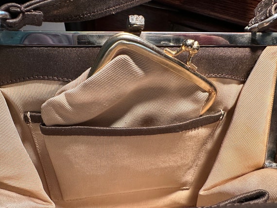Chocolage brown silk and celluloid purse, handbag… - image 10