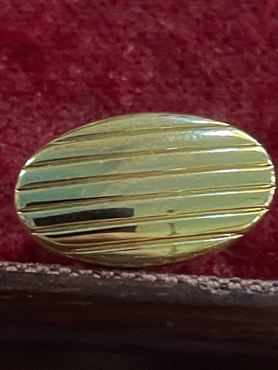 Art Deco oval striped gold cufflinks, circa 1950 - image 4