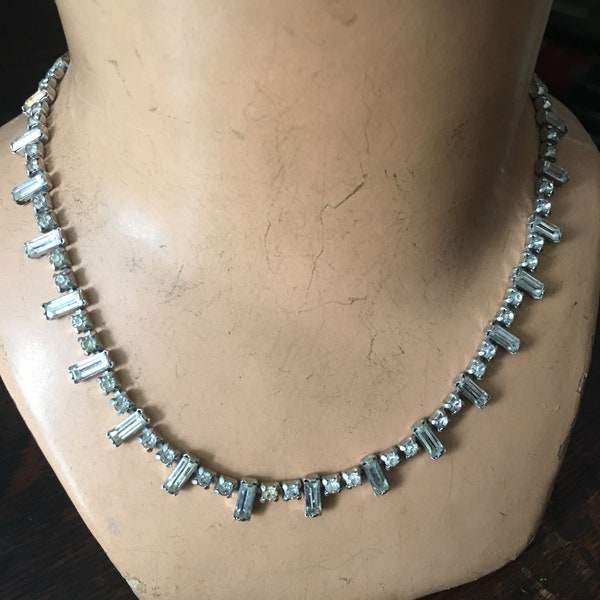 1960s Coro baguette rhinestone necklace