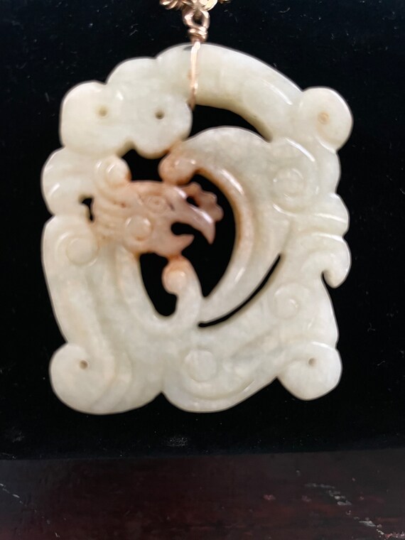 Nephrite jade pendant carved bird or rooster penda