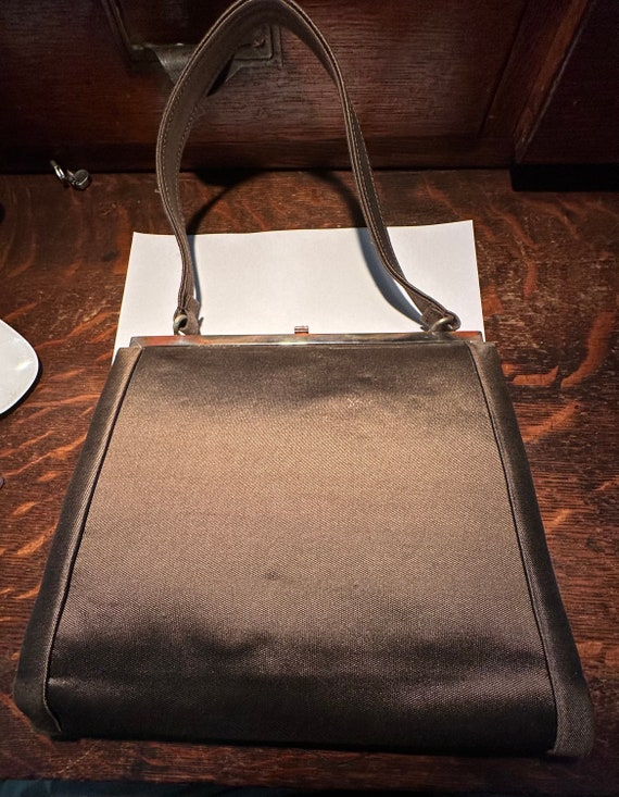 Chocolage brown silk and celluloid purse, handbag… - image 7