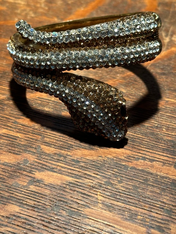 Snake,viper,asp,rhinestone clamper bracelet gold,… - image 5