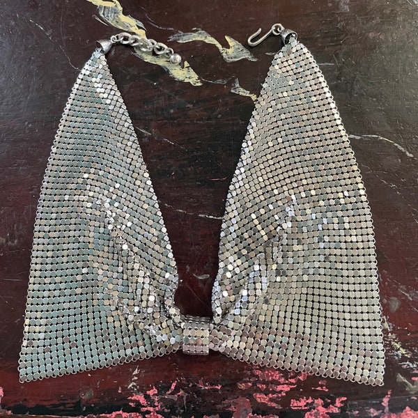 silver mesh collar necklace, circa 1980s,reminicent of Whiting and Davis