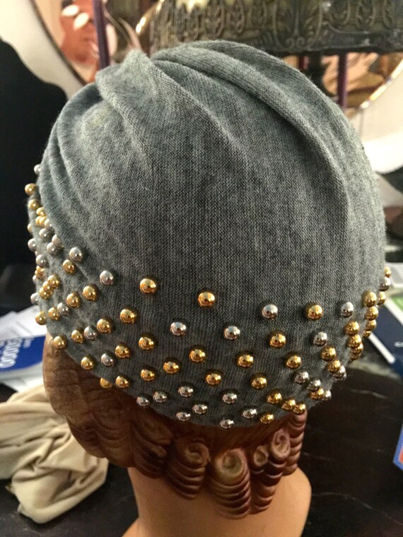 Neiman Marcus  Suzy model turban with metal gold … - image 2