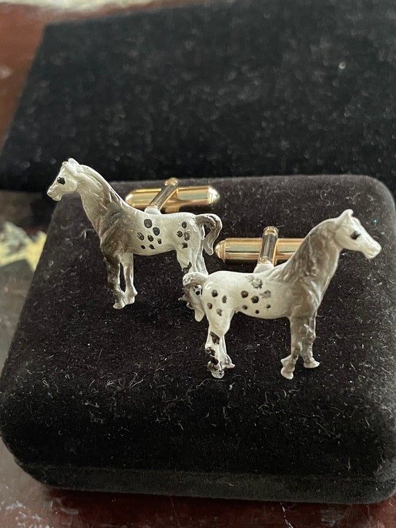 Appaloosa horse painted cufflinks circa 1970s