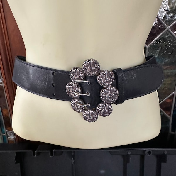 Gorham MFGCo 1880s sterling belt buckle attached to a Gucci leather belt(a marriage)