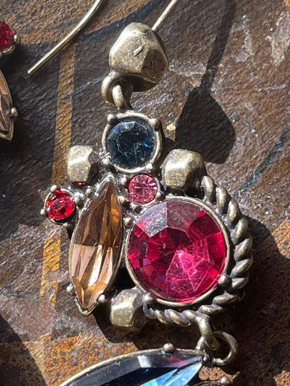 French hook multicolor dangle earrings, circa 198… - image 3