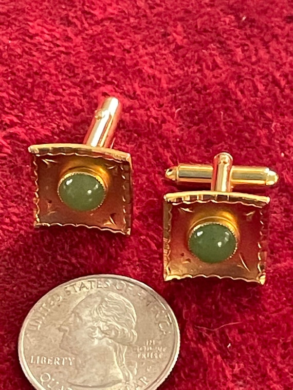 Gold and Jade cabachon cufflinks circa 1960.