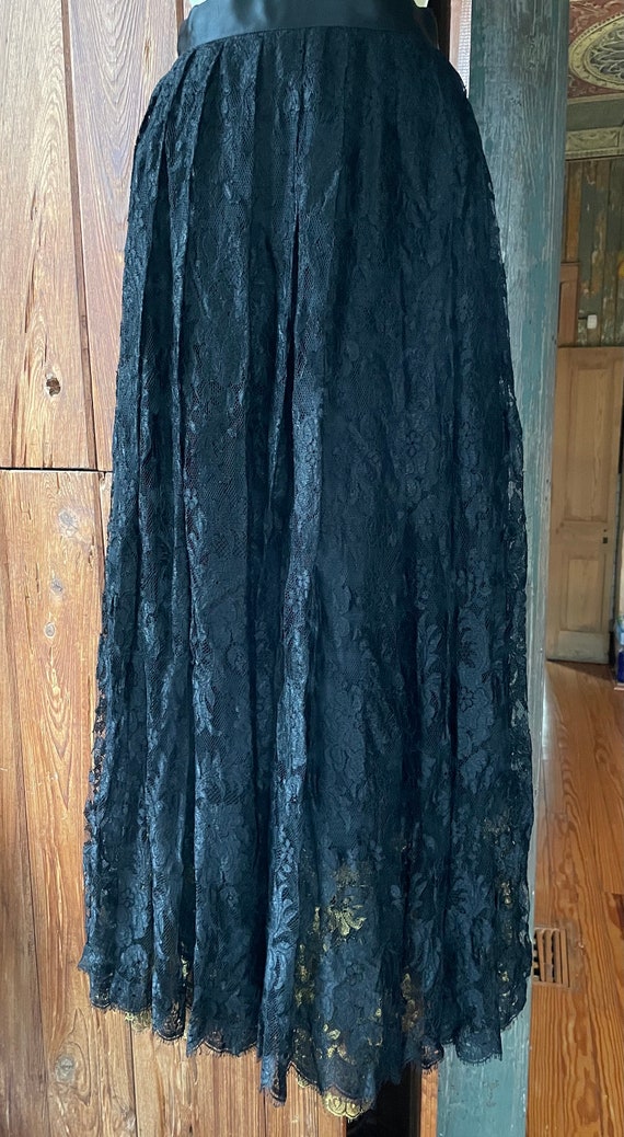 Emanuel Ungaro 1970s black lace long skirt,Paris … - image 3