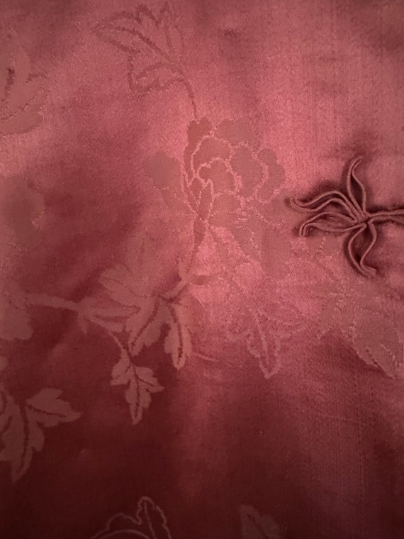 1940s silk dusty rose heavy silk satin brocade wi… - image 4