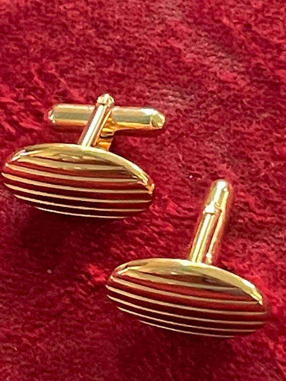 Art Deco oval striped gold cufflinks, circa 1950 - image 2