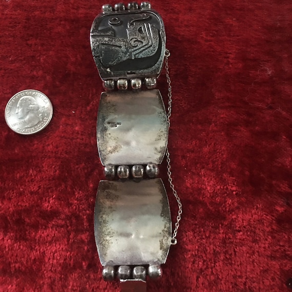 1940s solid sterling Mexican signed bracelet with… - image 7