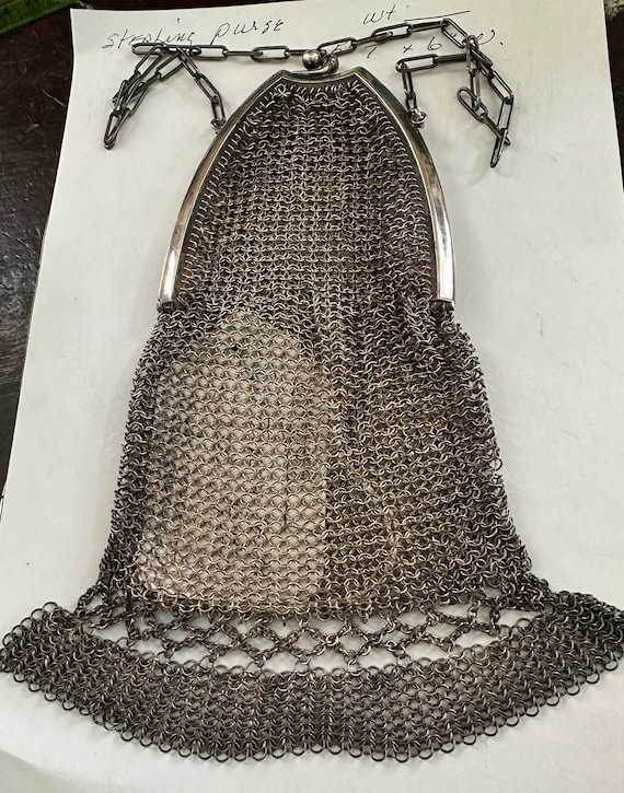 Antique Whiting and Davis metal mesh purse, handba