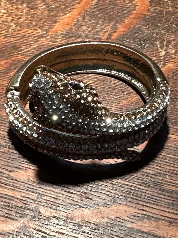 Snake,viper,asp,rhinestone clamper bracelet gold,… - image 7