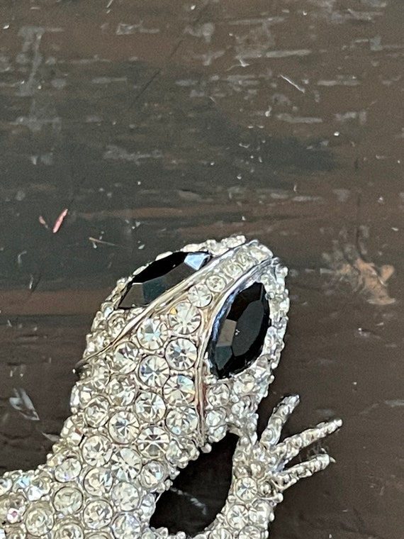 Salamander,gecko,pave rhinestone brooch, circa 19… - image 10
