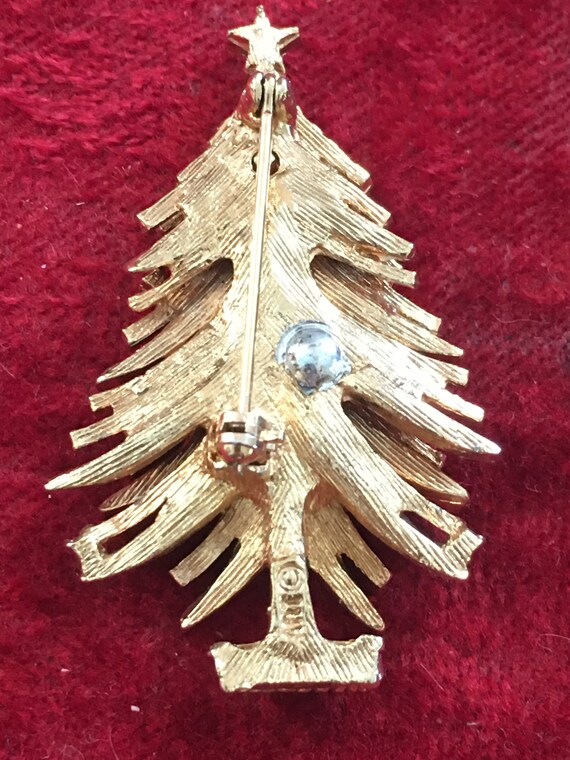 Christmas tree brooch signed Art,circa 1960s with… - image 6