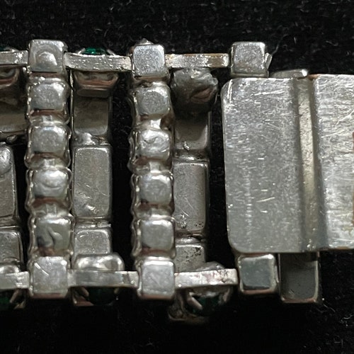 Kramer of New York,rhinestone shops high Deco bracelet in rhodium finish ,circa 1960
