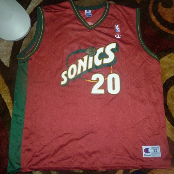 Gary Payton Seattle Supersonics Sonics NBA Champion Jersey Sz Men's 52 2XL