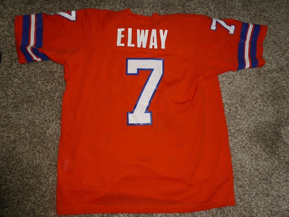 Vtg John Elway Denver Broncos NFL Sand Knit Jersey