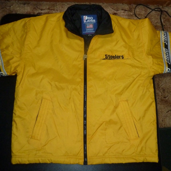Vtg Pittsburgh Steelers Pro Player NFL Zip Up Winter Jacket Sz Mens L