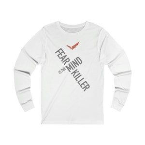 Fear Is The Mind Killer Dune quote long sleeve shirt - Dune movie, Atreides, hawk, full quote, front and back #FearIsTheMindKiller