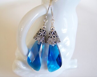 Sapphire Blue Crystal Earrings - Item E2577